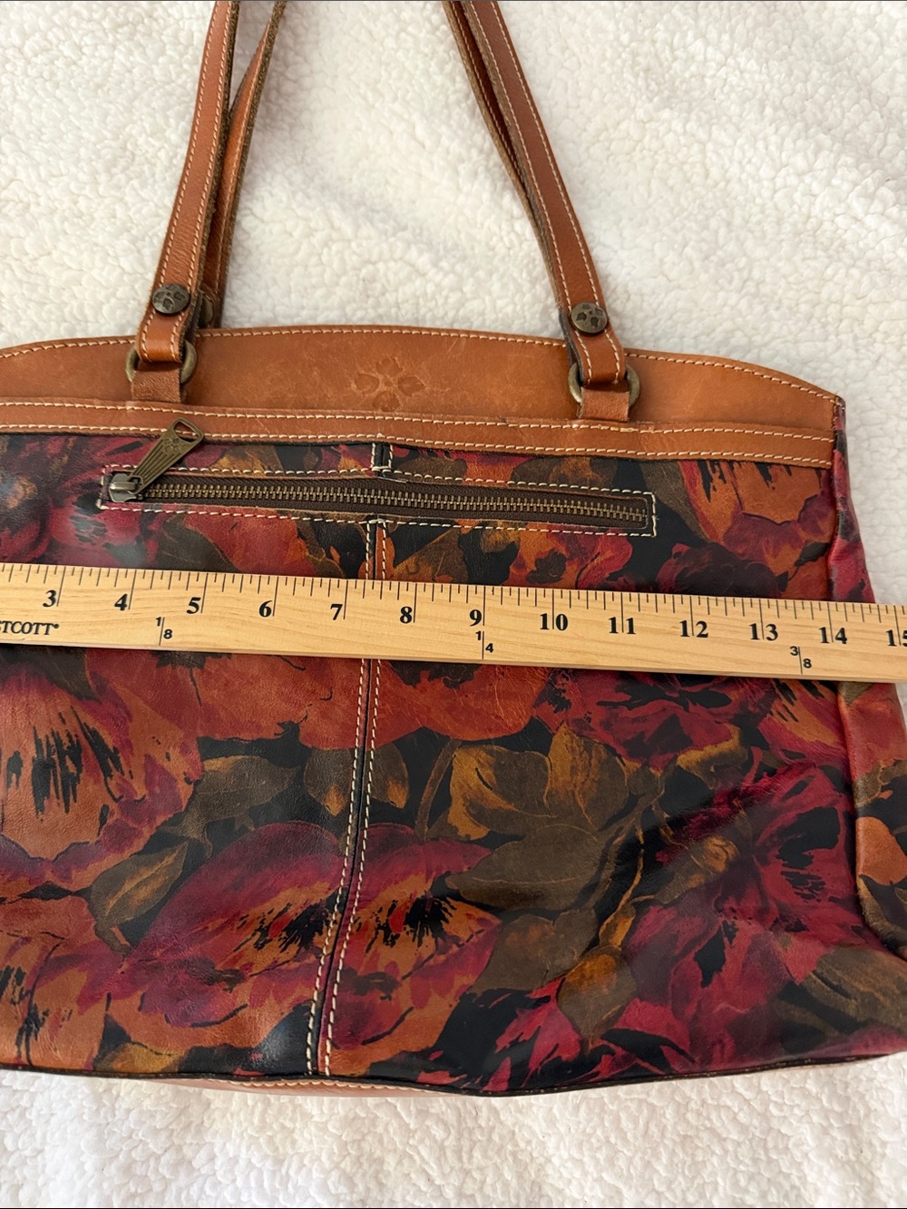 Patricia Nash Women's floral red poppy Leather Tote Bag in Multi-Color - Picture 11 of 13